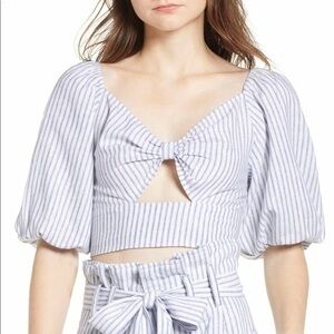STRIPE TIE FRONT CROP TOP